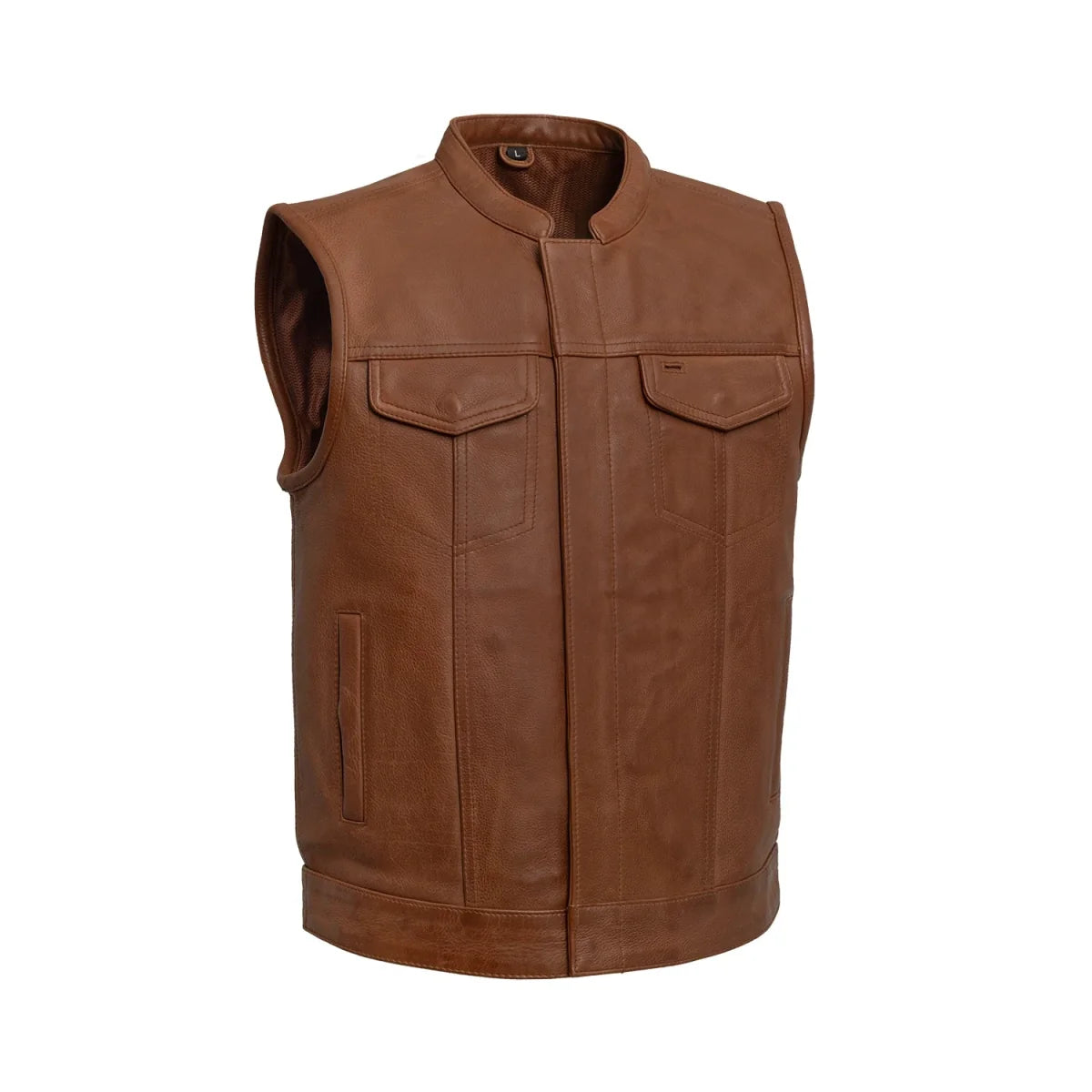Sharp Shooter Men's Motorcycle Leather Vest Men's Leather Vest Vests Cognac S