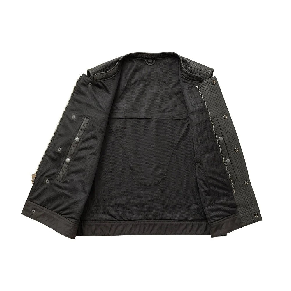 Sharp Shooter Perforated Men's Motorcycle Leather Vest Men's Perforated Leather Vest Vests