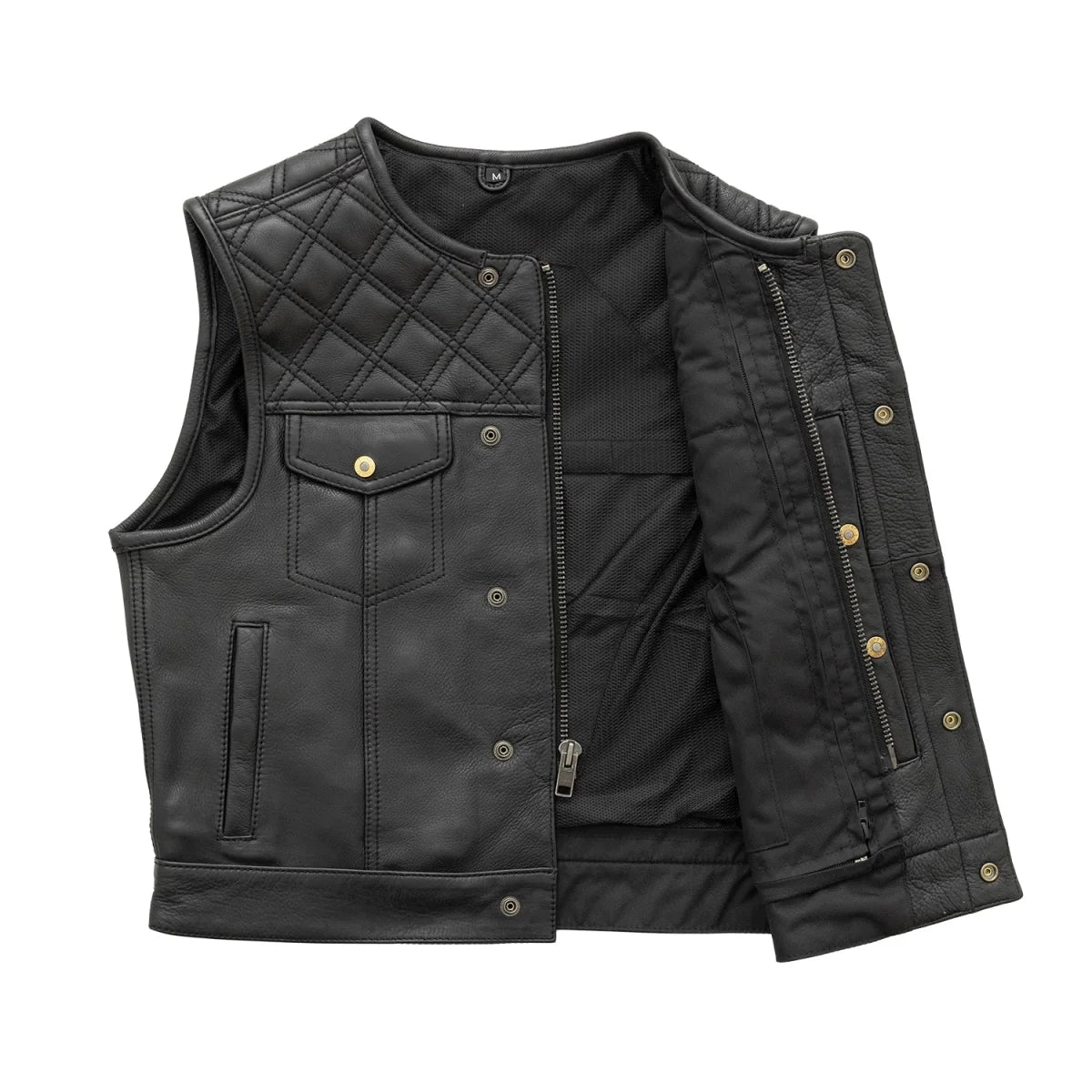 Shell Shock Men's Motorcycle Leather Vest (limited edition) Men's Leather Vest Vests