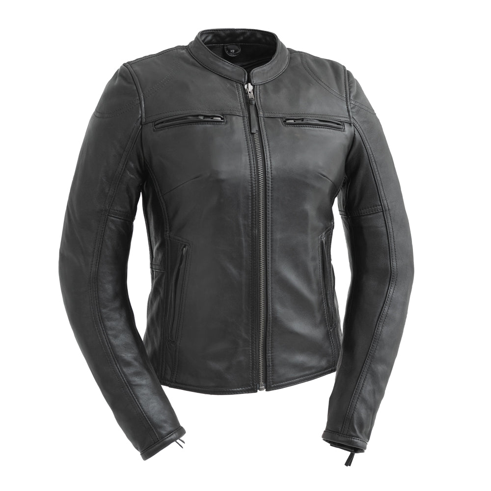 Supastar - Womens Motorcycle Leather Jacket Women's Leather Jacket Jackets Black XS