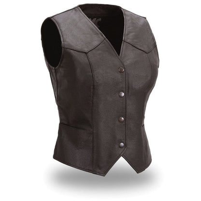 Sweet Sienna Women's Motorcycle Leather Vest Women's Leather Vest Vests Black XS