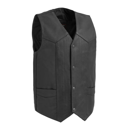 Texan Men's Motorcycle Western Style Leather Vest Men's Western Vest Vests Black S