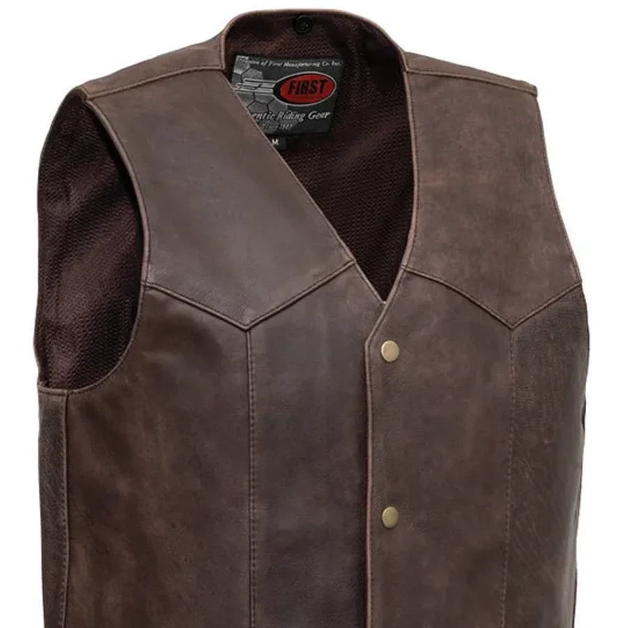 Texan Men's Motorcycle Western Style Leather Vest Men's Western Vest Vests