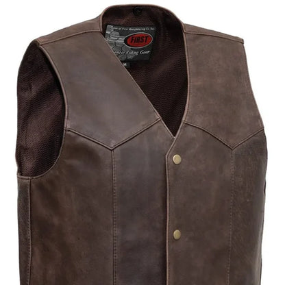 Texan Men's Motorcycle Western Style Leather Vest Men's Western Vest Vests