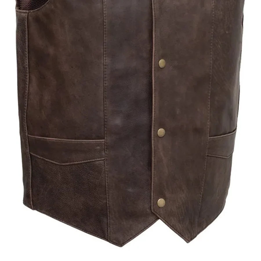 Texan Men's Motorcycle Western Style Leather Vest Men's Western Vest Vests