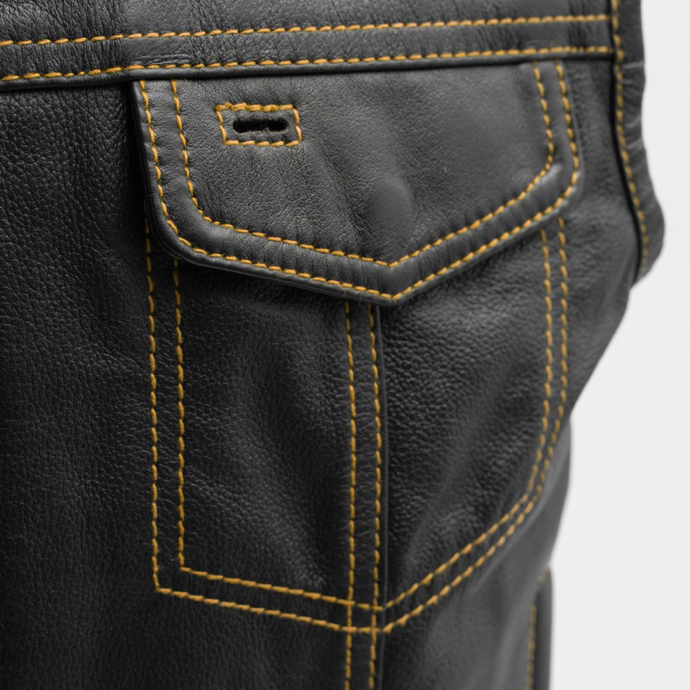 The Club Cut Men's Motorcycle Leather Vest, Multiple Color Options Men's Leather Vest Vests