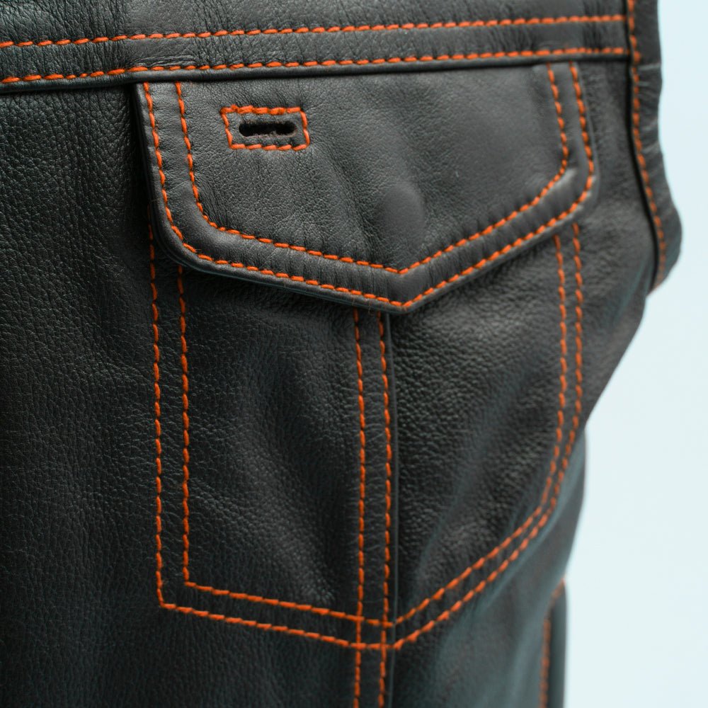 The Club Cut Men's Motorcycle Leather Vest, Multiple Color Options Men's Leather Vest Vests