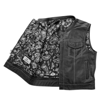 The Club Cut Men's Motorcycle Leather Vest, Multiple Color Options Men's Leather Vest Vests