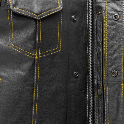 The Cut Men's Motorcycle Leather Vest, Multiple Color Options Men's Leather Vest Vests