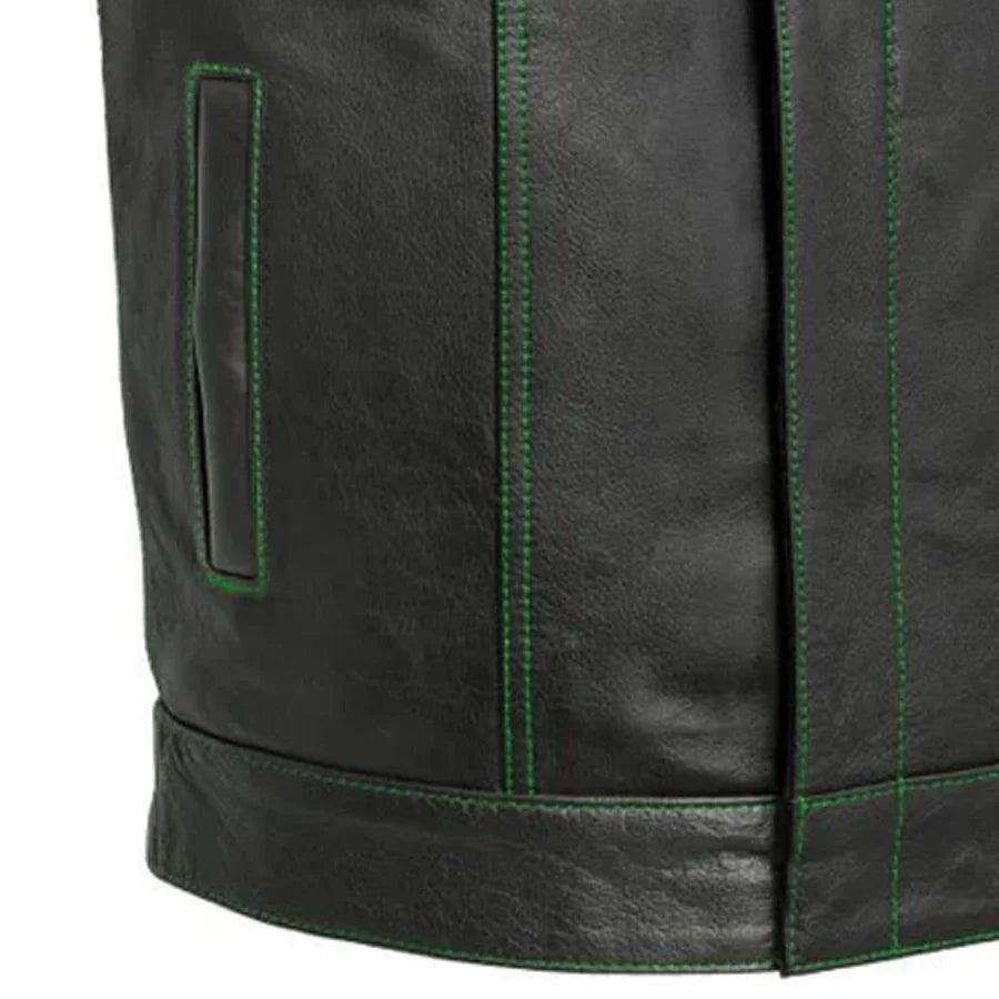 The Cut Men's Motorcycle Leather Vest, Multiple Color Options Men's Leather Vest Vests