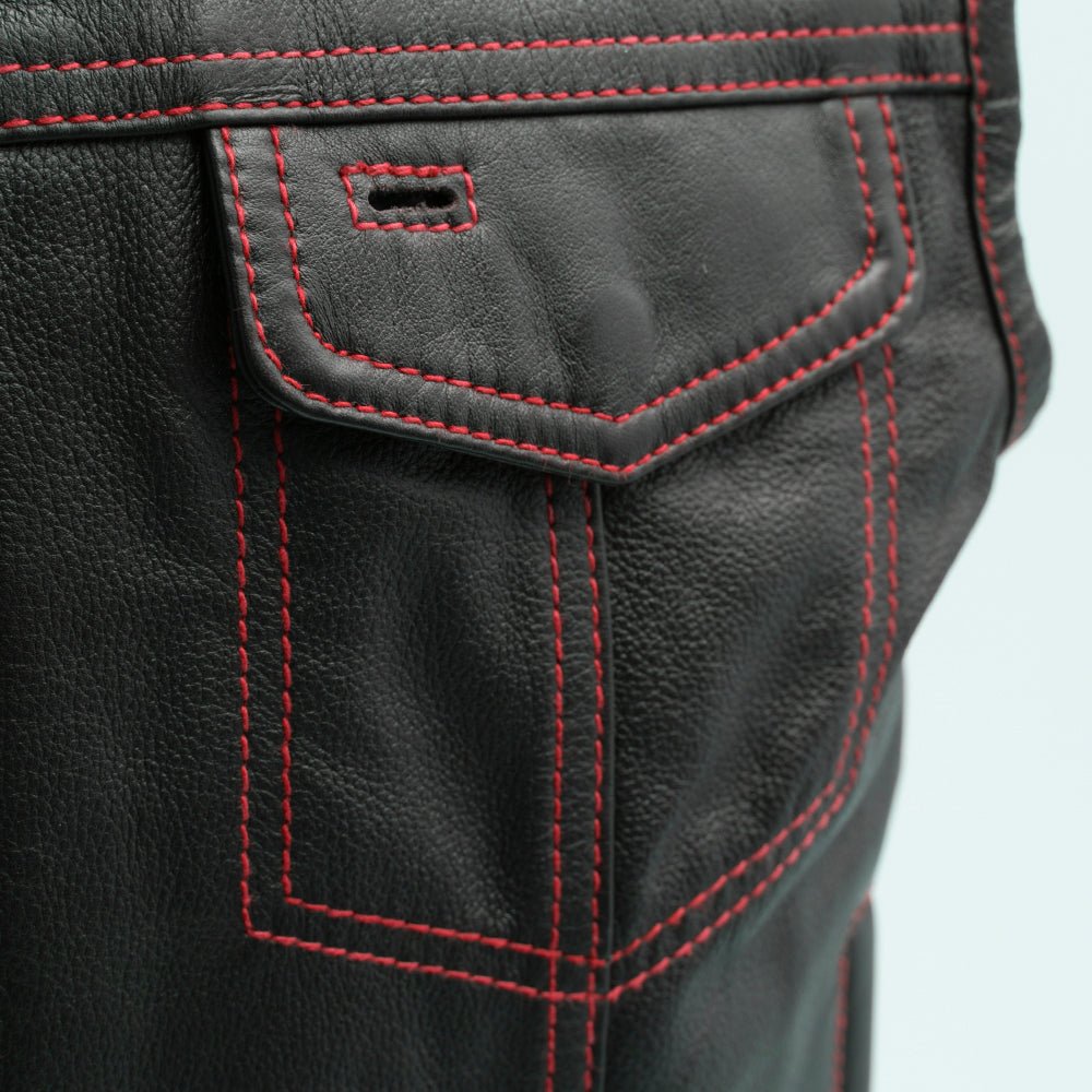 The Cut Men's Motorcycle Leather Vest, Multiple Color Options Men's Leather Vest Vests
