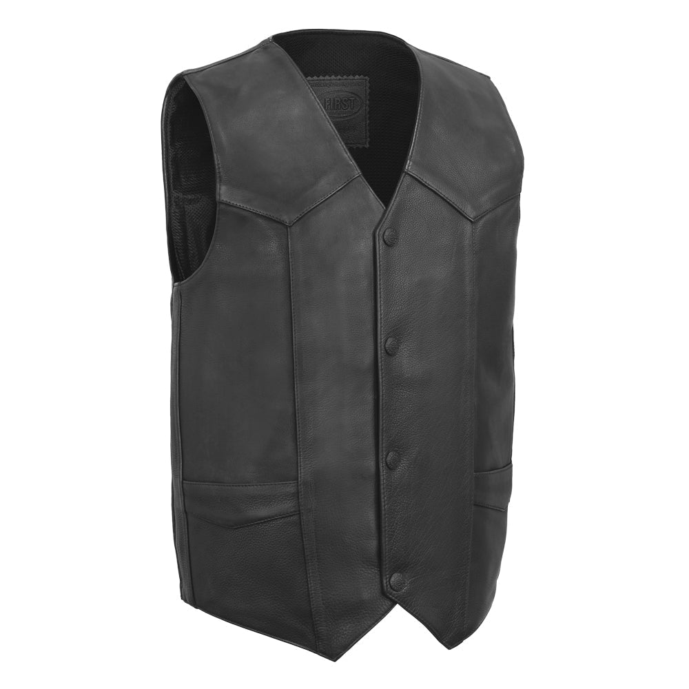 Tombstone Men's Motorcycle Western Style Leather Vest Men's Western Vest Vests Black S