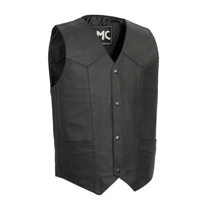 Top Shot Men's Motorcycle Western Style Leather Vest Men's Western Vest Vests Black S