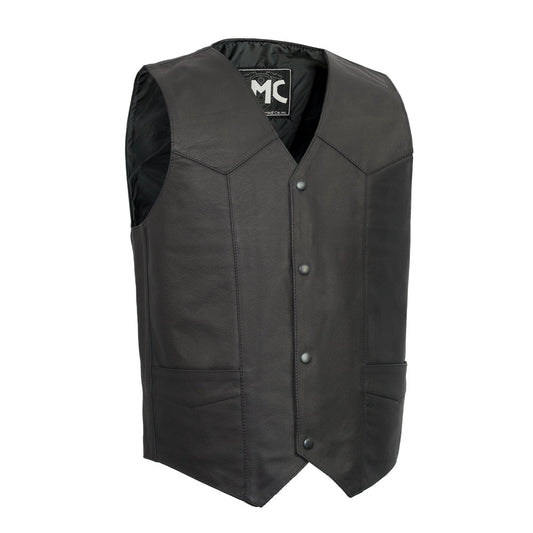 Top Shot Men's Motorcycle Western Style Leather Vest Men's Western Vest Vests Black S