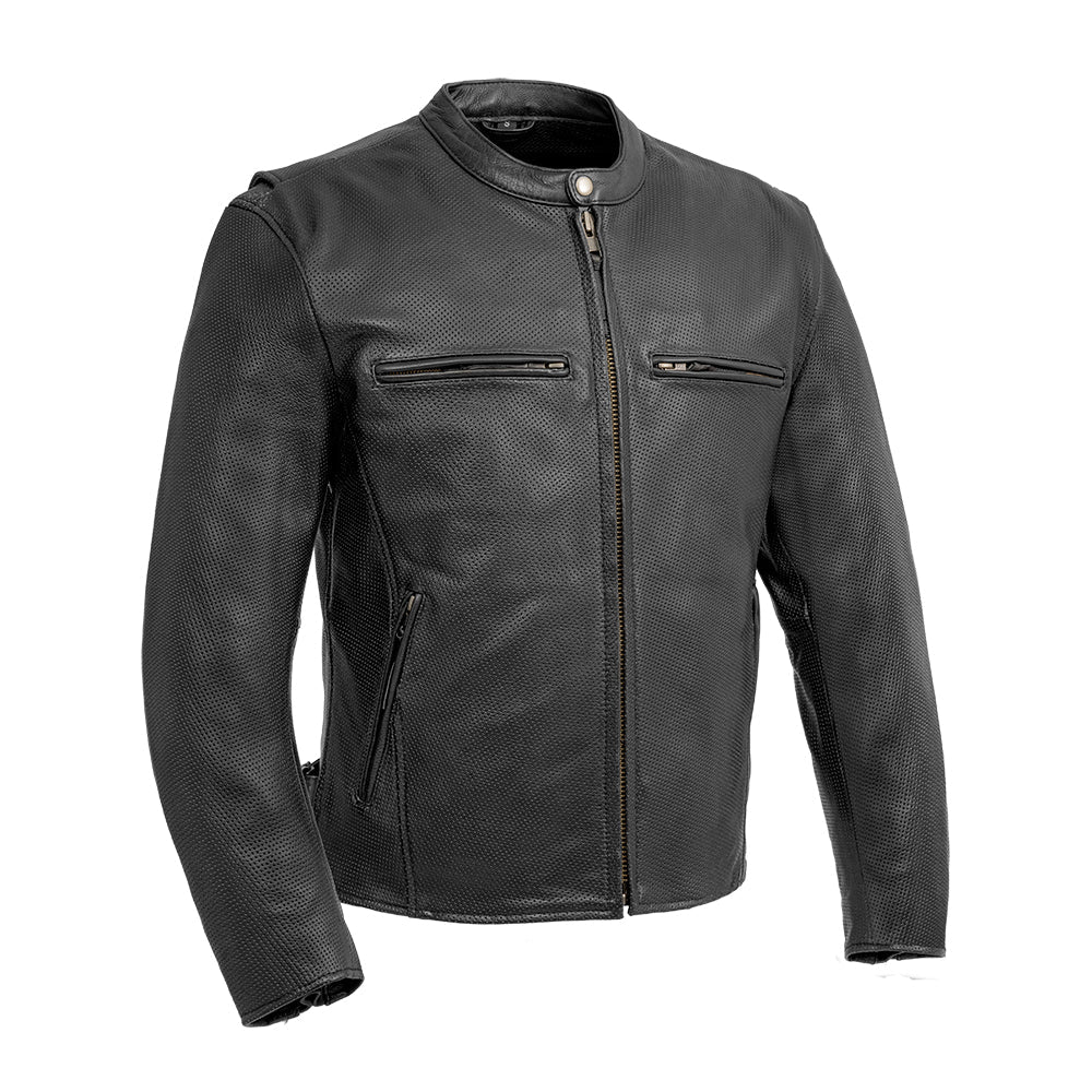 Turbine Men's Motorcycle Perforated Leather Jacket Men's Perforated Leather Jacket Jackets Black XXS
