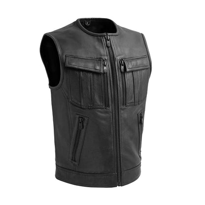 Unbeatable Men's Motorcycle Leather Vest Men's Leather Vest Vests Black S
