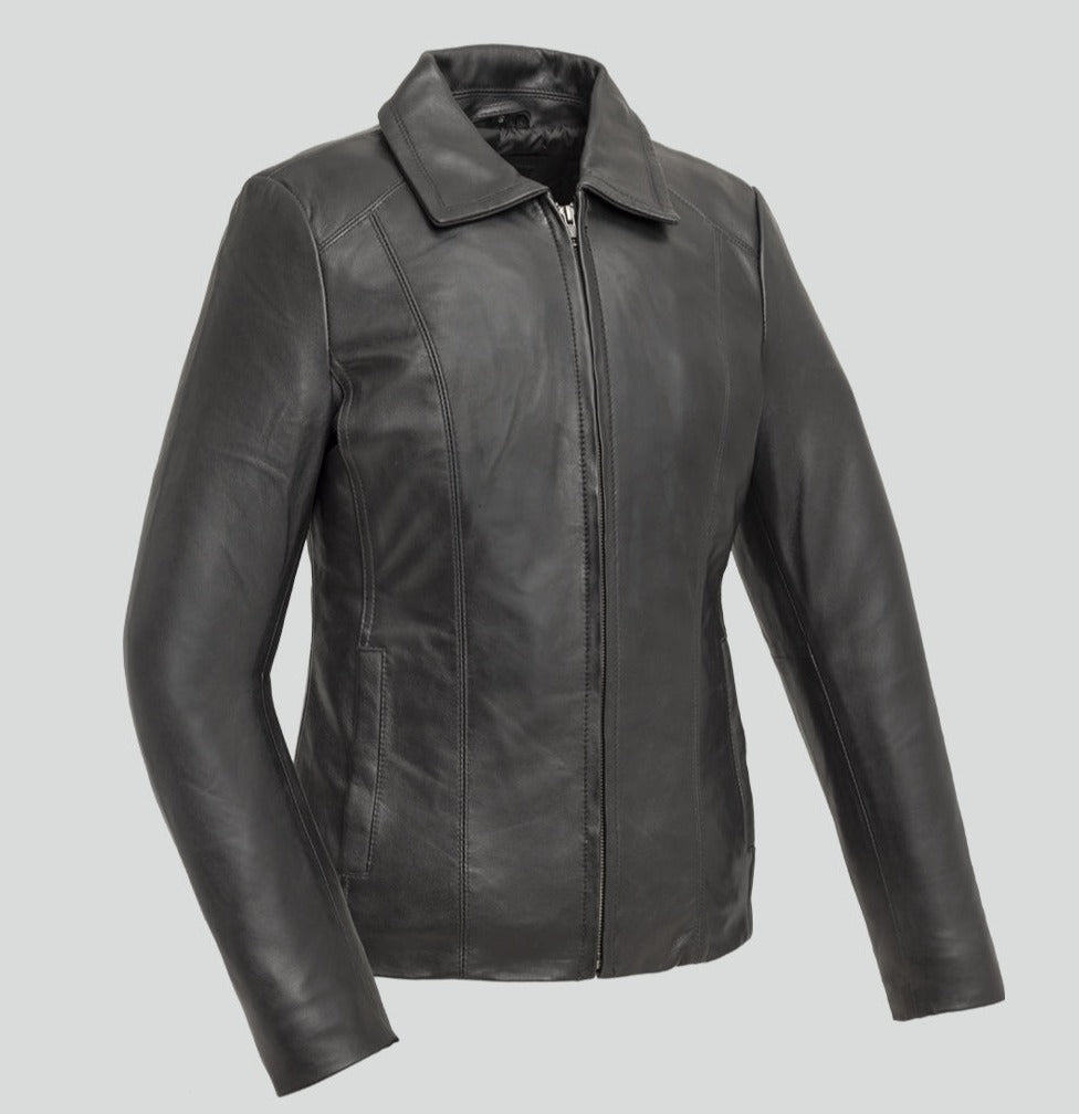 First Manufacturing Imelda - Women's Lambskin Leather Jacket, Black