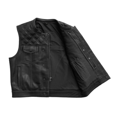 First Manufacturing Upside - Men's Motorcycle Perforated Leather Vest, Black