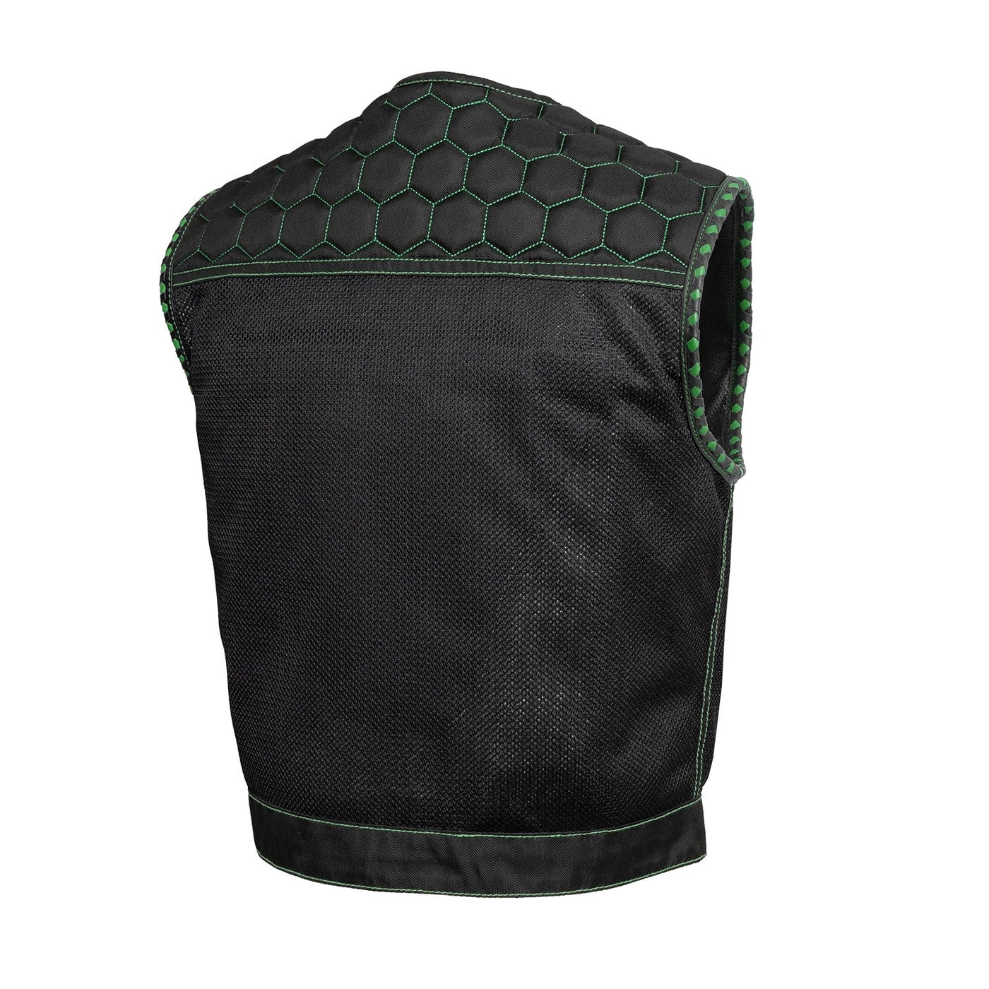 First Manufacturing Lowside Hornet - Men's Moto Mesh Club Style Vest, Black/Green