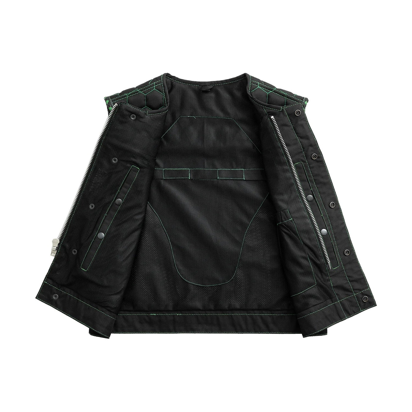 First Manufacturing Lowside Hornet - Men's Moto Mesh Club Style Vest, Black/Green