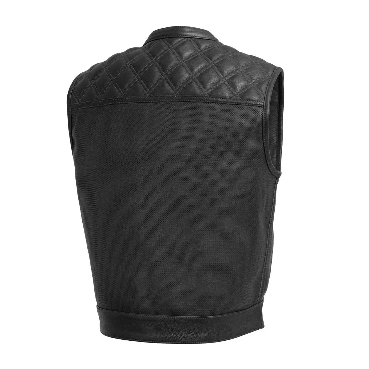 First Manufacturing Upside - Men's Motorcycle Perforated Leather Vest, Black