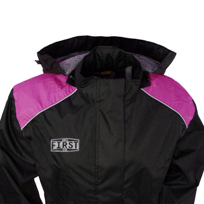 First Manufacturing Ripstop - Women's Breathable Rain Suit, Black/Pink