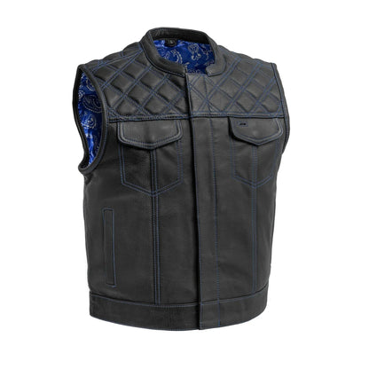Upside Men's Club Style Leather Vest Men's Leather Vest Vests Blue S
