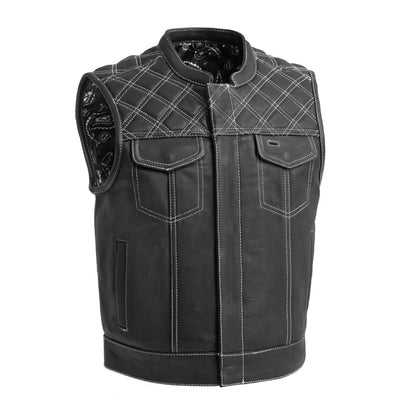 Upside Men's Club Style Leather Vest Men's Leather Vest Vests White S