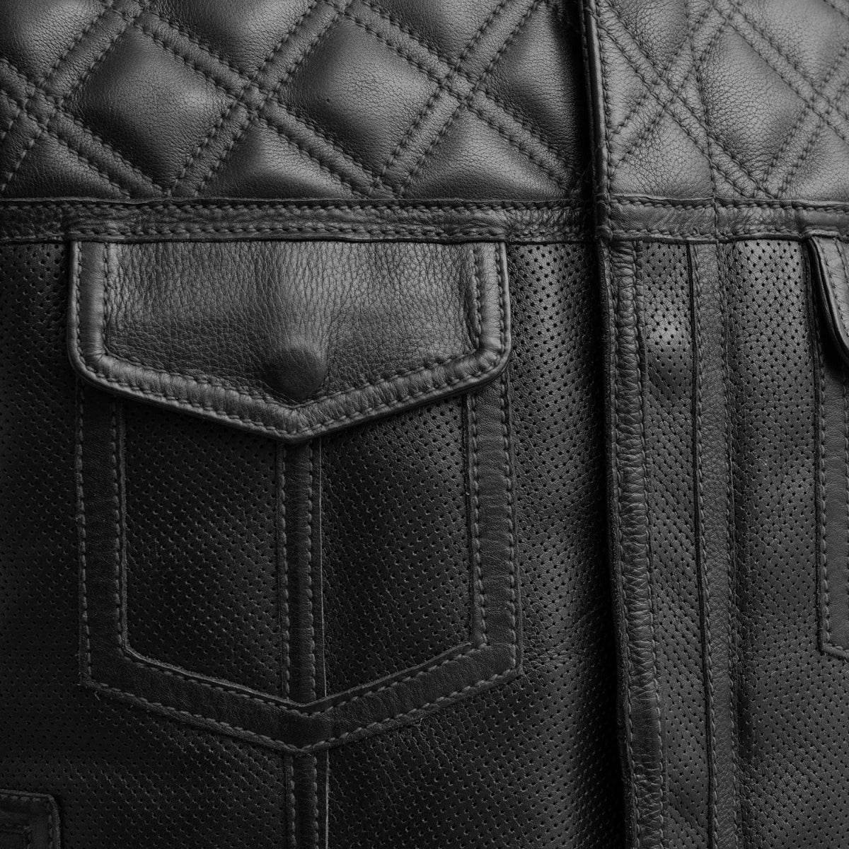 Upside Perforated Men's Club Style Leather Vest Men's Perforated Leather Vest Vests