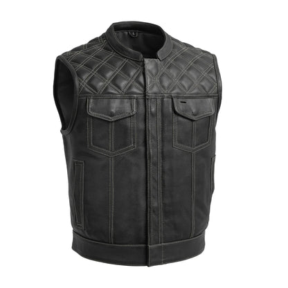 Upside Perforated Men's Club Style Leather Vest Men's Perforated Leather Vest Vests Grey S