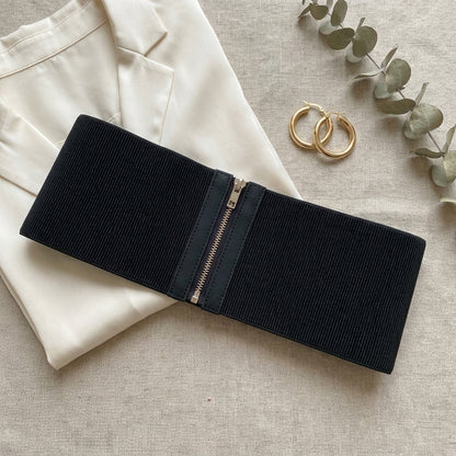 Zip Front Elastic Corset Belt — flatlay view