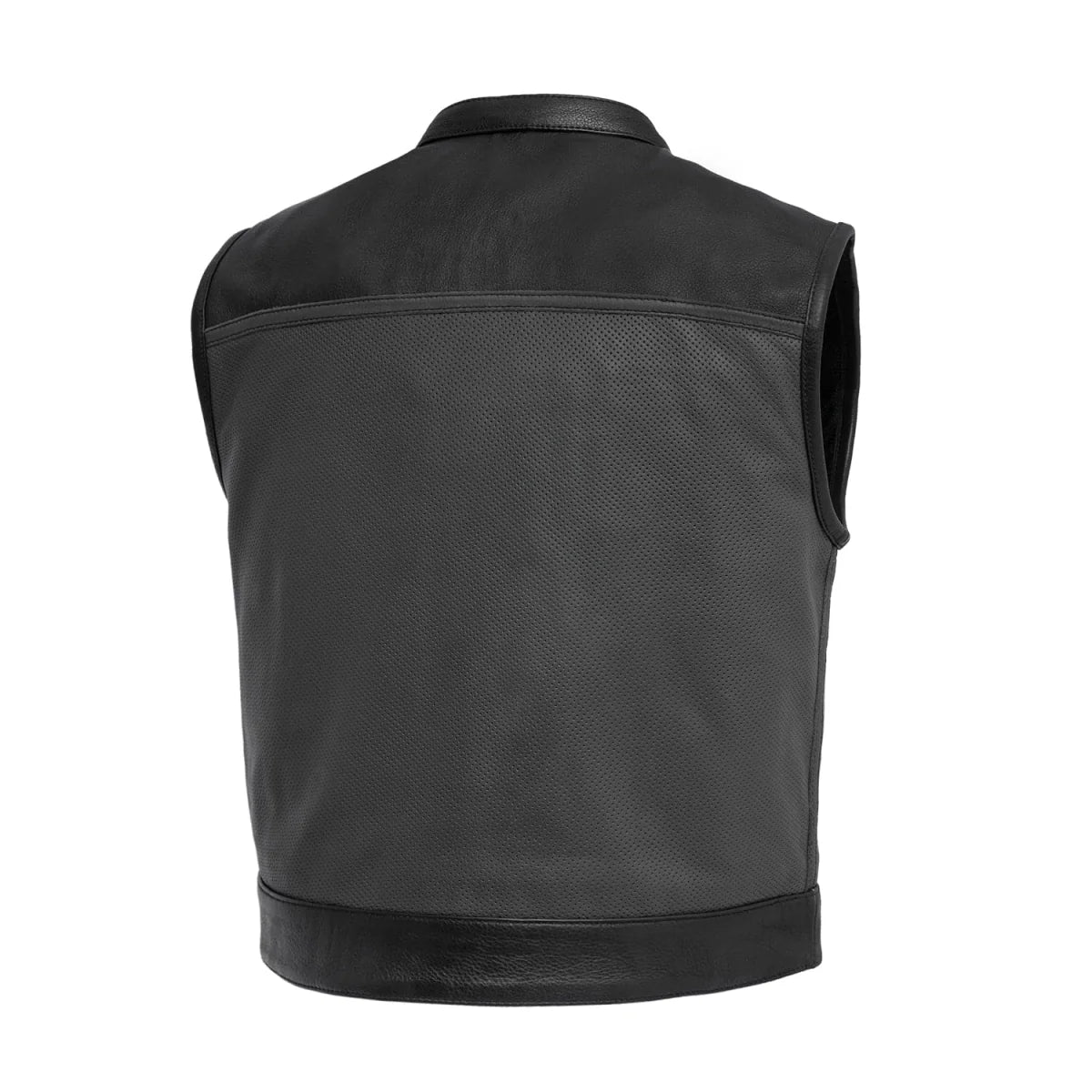 V-Twin Visionary Battleship Perforated Leather Vest Men's Perforated Leather Vest Vests