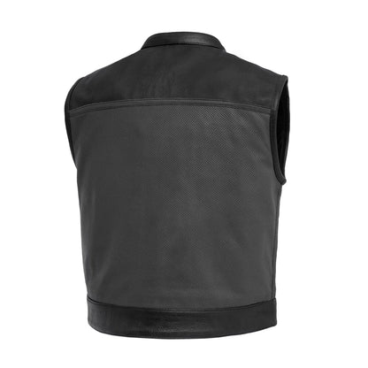 V-Twin Visionary Battleship Perforated Leather Vest Men's Perforated Leather Vest Vests