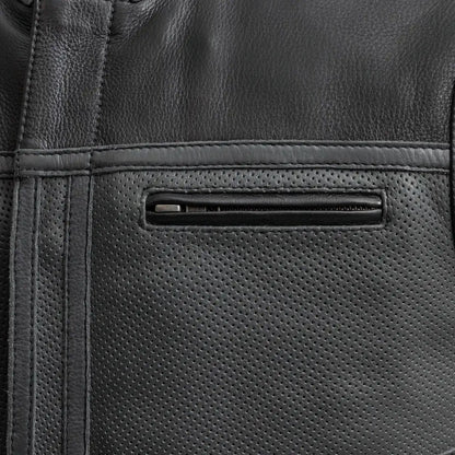 V-Twin Visionary Battleship Perforated Leather Vest Men's Perforated Leather Vest Vests