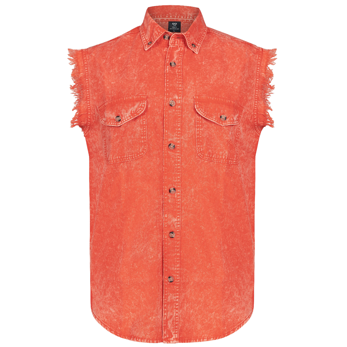 Mens Cutoffs Orange Acid Wash Shirt