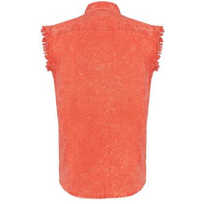 Mens Cutoffs Orange Acid Wash Shirt