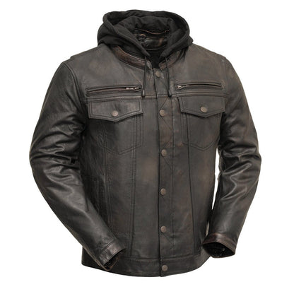 Vendetta Men's Motorcycle Leather Jacket Men's Leather Jacket Jackets Black Olive XS