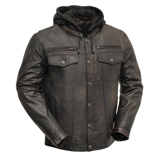 Vendetta Men's Motorcycle Leather Jacket Men's Leather Jacket Jackets Black Olive XS