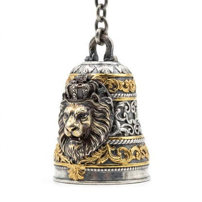 Stainless Steel Biker Ring - Motorcycle Lion Bell Pendant Necklace Pun