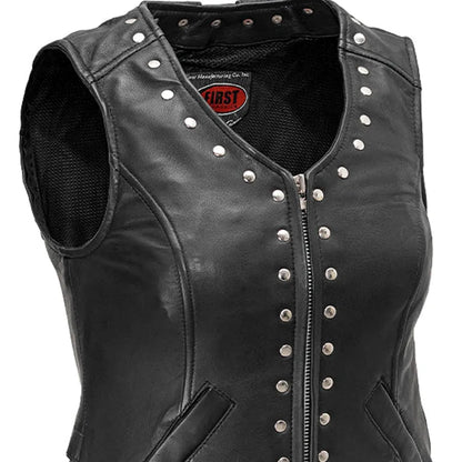 Empress Women's Motorcycle Leather Vest Women's Leather Vest Vests