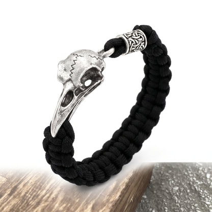 Stainless Steel Biker Ring - Retro Viking Odin Raven Skull Bracelet Me