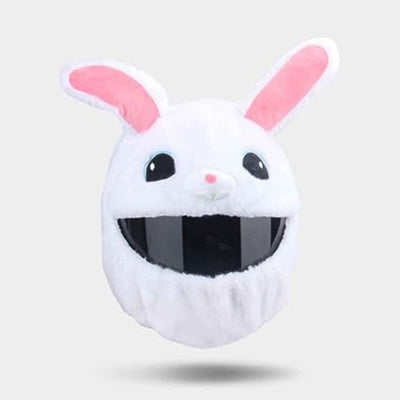 Cool Motorcycle Helmet Cover - White Bunny