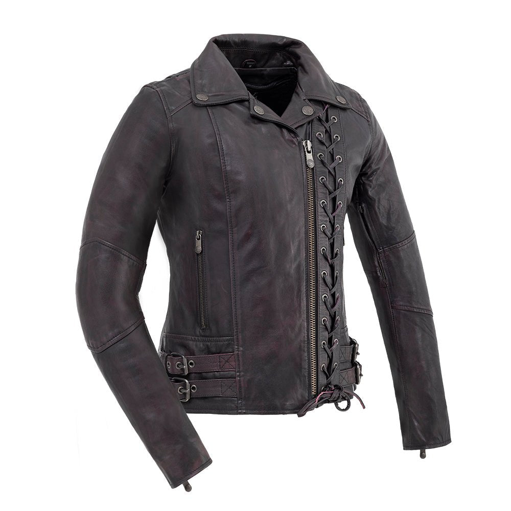 Wildside - Women's Motorcycle Leather Jacket Women's Leather Jacket Jackets Black Purple XS