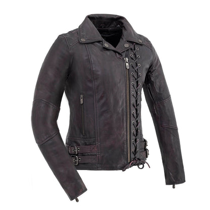 Wildside - Women's Motorcycle Leather Jacket Women's Leather Jacket Jackets Black Purple XS