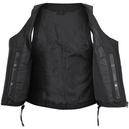 Vance Women's Lace Side Zipper Pocket Premium Cowhide Leather Biker Vest