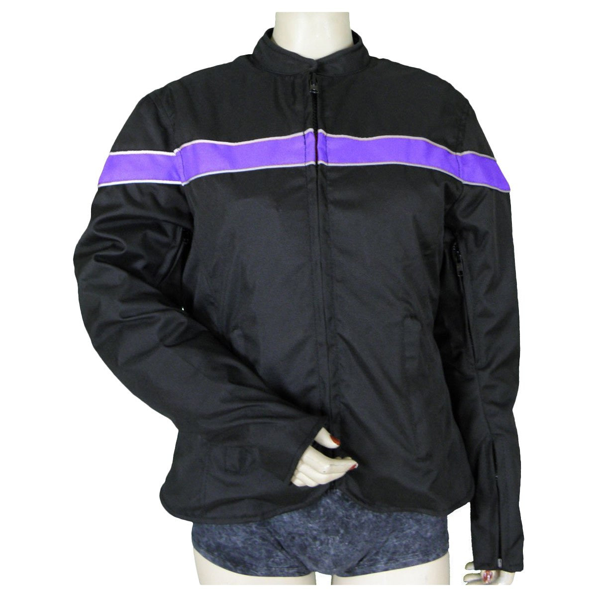 Women's Textile Color Stripe Jacket W/Reflective Piping