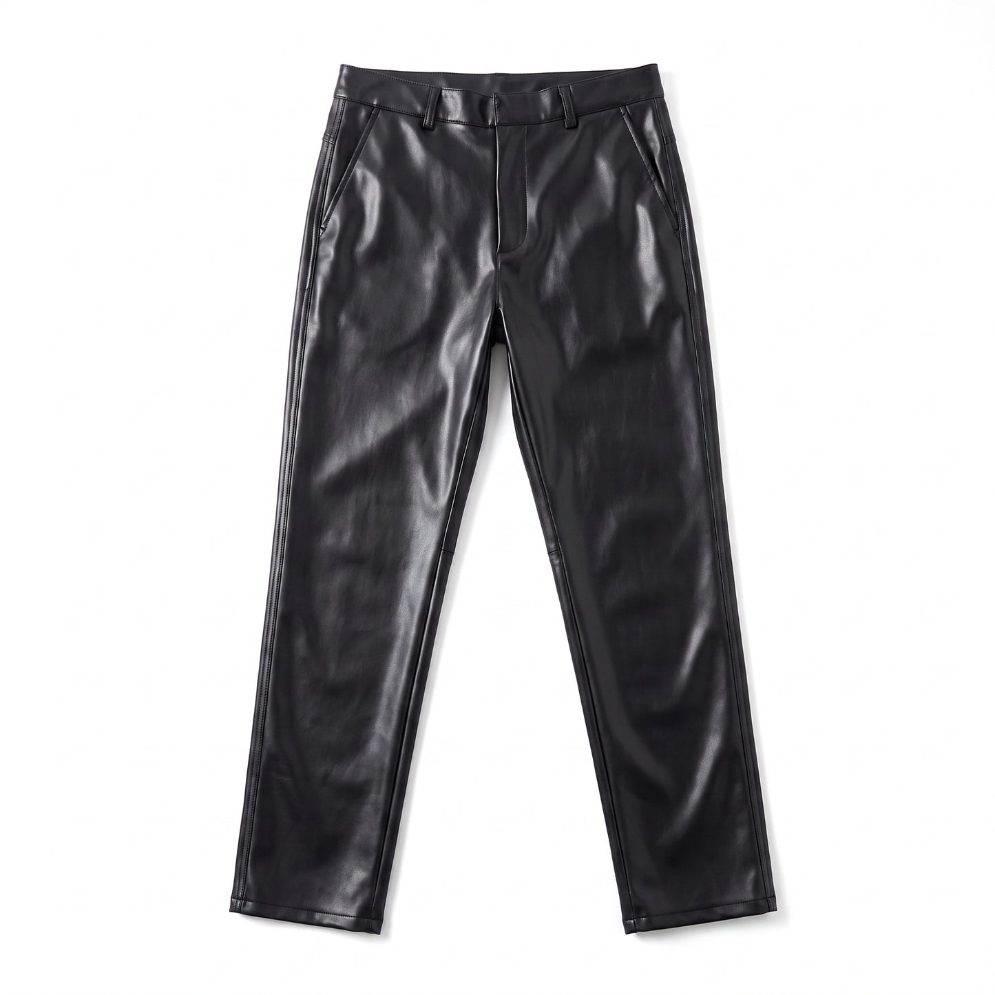 Motorcycle Tie-Down Straps - Men's Leather Pants Straight Fit Elastic
