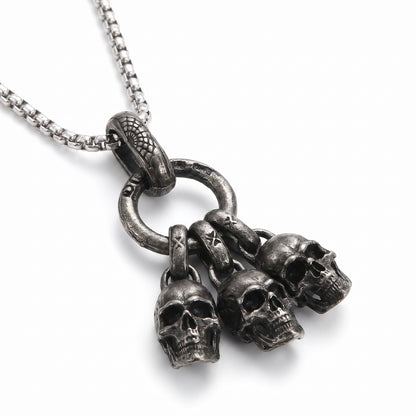 Stainless Steel Biker Ring - Retro Punk Skull Pendant Dark Personality