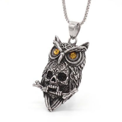 Stainless Steel Biker Ring - Dark Punk Gothic Skull Owl Retro Alloy Pe