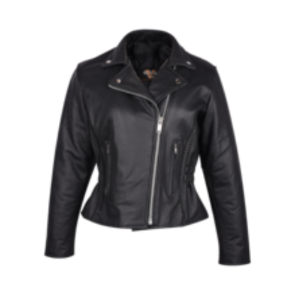 Vance Ladies Standard Leather Braid and Stud Motorcycle Jacket